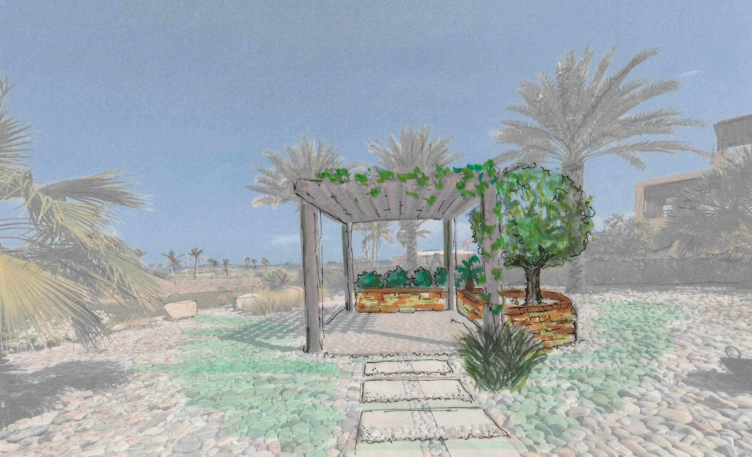 Croquis réalisé à la main sur photo