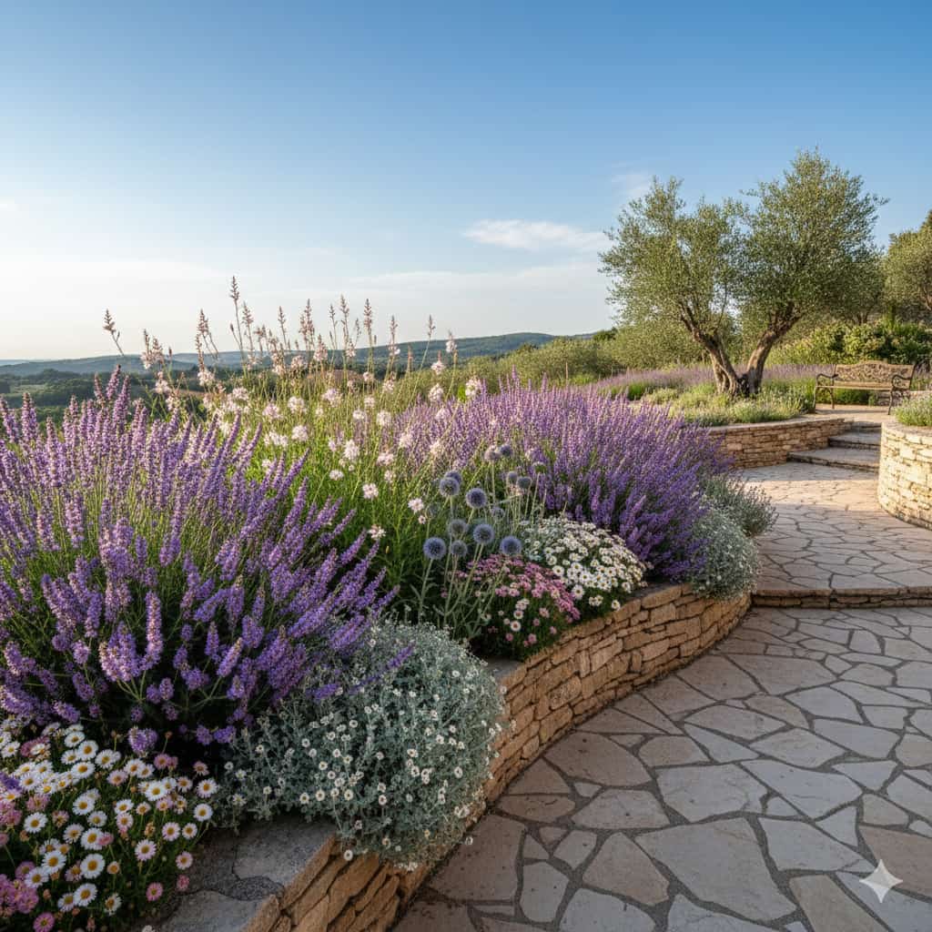 Massif de plantes résistantes à la sécheresse